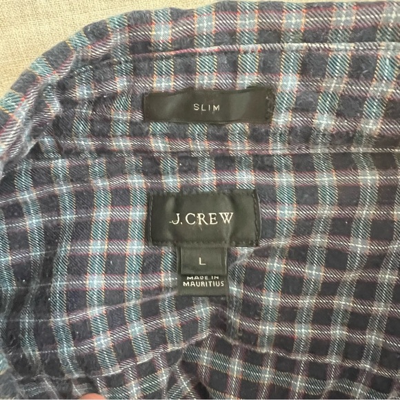 J. Crew Slim Men’s Blue and White Checkered Casual Button Down Shirt Size Large - Picture 4 of 8